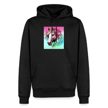 horse - Men’s Premium Organic Hoodie - black - Front - Nico (187cm)