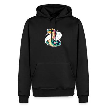 Bunte Schlange mit Sonnenbrille - Männer Premium Bio Hoodie - Schwarz - Vorne - Nico (187cm)
