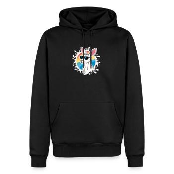 Cool Kangaroo – Retro-Stil & Sonnenbrille - Männer Premium Bio Hoodie - Schwarz - Vorne - Nico (187cm)