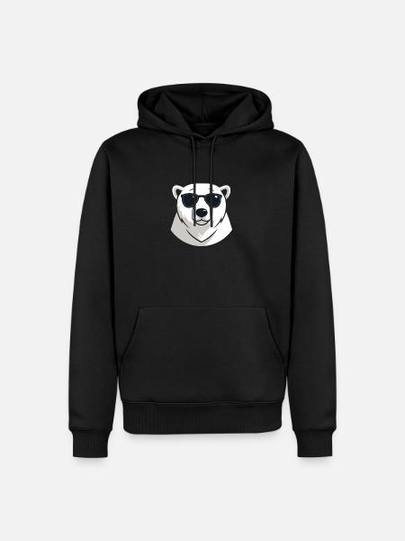 Eisbär mit dunkler Brille - Männer Premium Bio Hoodie - Schwarz