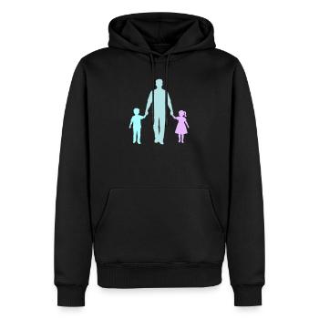Vater Kind Silhouette Spazieren Familie Papa Liebe - Männer Premium Bio Hoodie - Schwarz - Vorne - Nico (187cm)