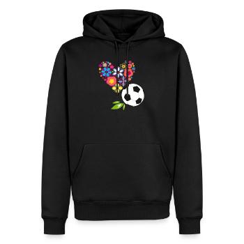 Blumenherz mit Fußball - Männer Premium Bio Hoodie - Schwarz - Vorne - Nico (187cm)