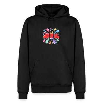 Joyful Éclaboussures Colorées rouge - Sweat à capuche Premium bio Homme - noir - Devant - Nico (187cm)