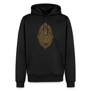 Spirituality Spiritually Protected Lotus Flower - Men’s Premium Organic Hoodie - black - Front - Nico (187cm)