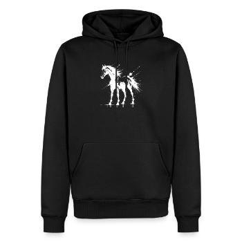 Poney Art Splash Blanc - Sweat à capuche Premium bio Homme - noir - Devant - Nico (187cm)