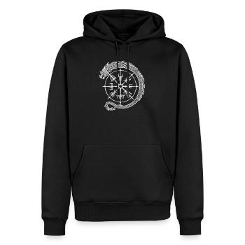 Vegvisir Midgardschlange - Wikinger Kompass - Männer Premium Bio Hoodie - Schwarz - Vorne - Nico (187cm)