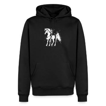 White Splash Horse Silhouette - Männer Premium Bio Hoodie - Schwarz - Vorne - Nico (187cm)