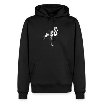 Flamingo Schwarz-Weiß-Spritzer - Männer Premium Bio Hoodie - Schwarz - Vorne - Nico (187cm)