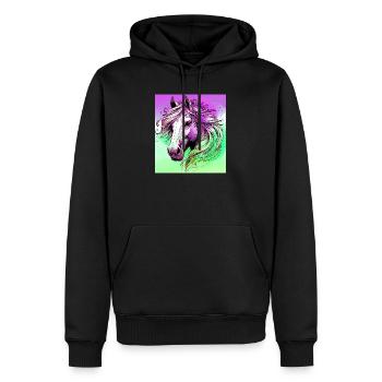 cheval - Sweat à capuche Premium bio Homme - noir - Devant - Nico (187cm)