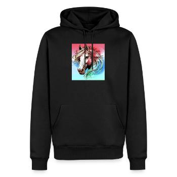 cheval - Sweat à capuche Premium bio Homme - noir - Devant - Nico (187cm)