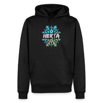 Prénom Herta - Sweat à capuche Premium bio Homme - noir - Devant - Nico (187cm)