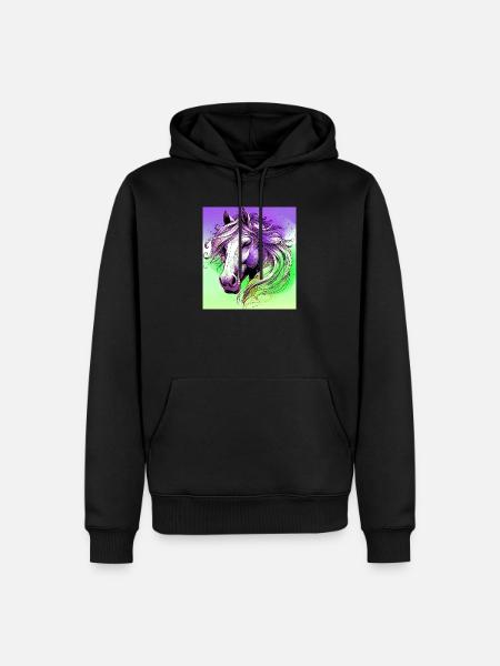 Pferd - Männer Premium Bio Hoodie - Schwarz