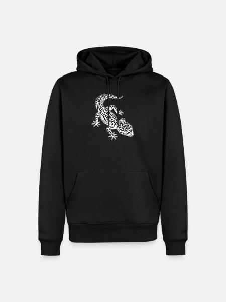 Leopardgecko Schwarzweiß Silhouette - Männer Premium Bio Hoodie - Schwarz