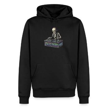 Skelettartiger DJ Skull Beat - Männer Premium Bio Hoodie - Schwarz - Vorne - Nico (187cm)