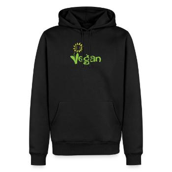 Vegan mit Sonnenblume Veganer Shirt - Männer Premium Bio Hoodie - Schwarz - Vorne - Nico (187cm)