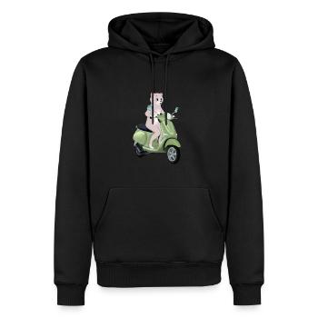 CAT ON A GREEN SCOOTER - Men’s Premium Organic Hoodie - black - Front - Nico (187cm)