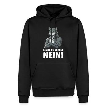 Wolf Wölfe Wildnis Natur Wald Bevor du fragst Nein - Männer Premium Bio Hoodie - Schwarz - Vorne - Nico (187cm)