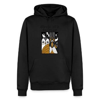 Motif d’oiseaux d’une plume - Sweat à capuche Premium bio Homme - noir - Devant - Nico (187cm)