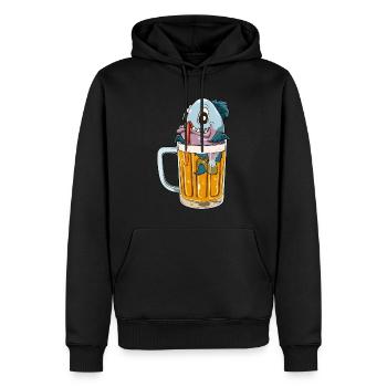 Lustiger Fisch trinkt Bier - Männer Premium Bio Hoodie - Schwarz - Vorne - Nico (187cm)
