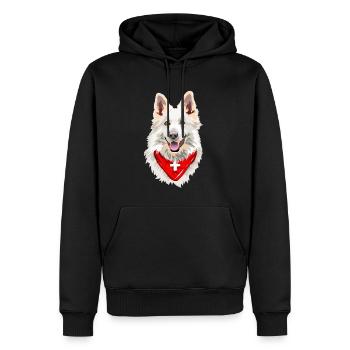Schweizer Weißer Schäferhund - Männer Premium Bio Hoodie - Schwarz - Vorne - Nico (187cm)