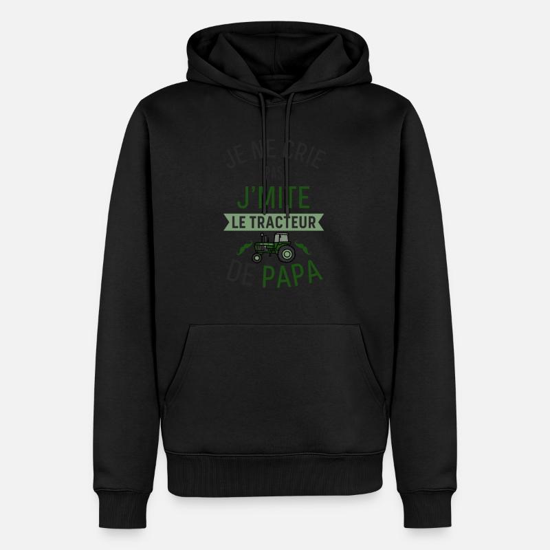 J'imite le Tracteur de Papa - Sweat à capuche Premium bio Homme - noir