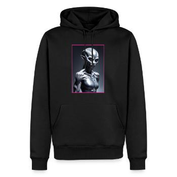 Femme extraterrestre - Sweat à capuche Premium bio Homme - noir - Devant - Nico (187cm)