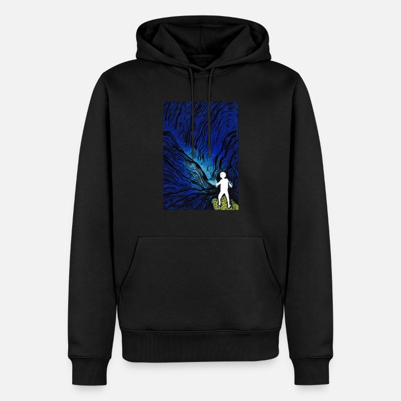 Linogravure illustration marine - Sweat à capuche Premium bio Homme - noir