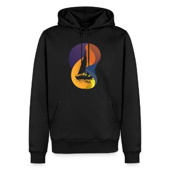 Bateau voilier marin - Sweat à capuche Premium bio Homme - noir - Devant - Nico (187cm)