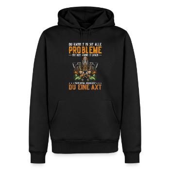 Axt Nordmann Wikinger Geschenkidee - Männer Premium Bio Hoodie - Schwarz - Vorne - Nico (187cm)