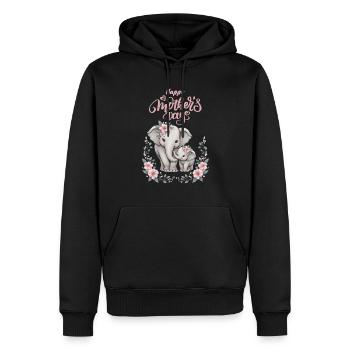Mother's Love Elephant & Calf Floral Wreath - Männer Premium Bio Hoodie - Schwarz - Vorne - Nico (187cm)