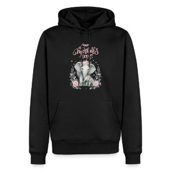 Mother's Love Elephant & Calf Floral Wreath - Männer Premium Bio Hoodie - Schwarz - Vorne - Nico (187cm)
