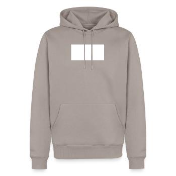 Barre blanche - Sweat à capuche Premium bio Homme - taupe - Devant - Nico (187cm)