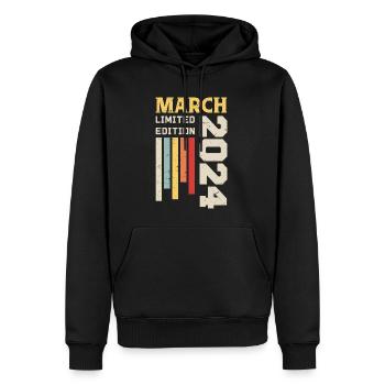 Mars 2024 - Cadeau anniversaire Mars 2024 Mars - Sweat à capuche Premium bio Homme - noir - Devant - Nico (187cm)