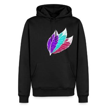 Feathers colorful white - Men’s Premium Organic Hoodie - black - Front - Nico (187cm)