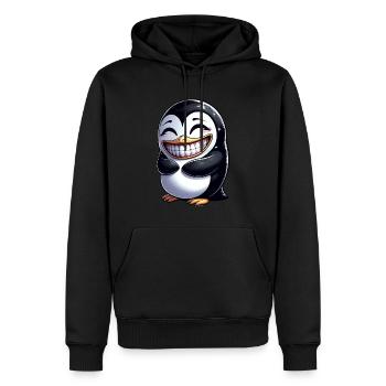 pingouin mignon montrant des dents dessin animé riant - Sweat à capuche Premium bio Homme - noir - Devant - Nico (187cm)