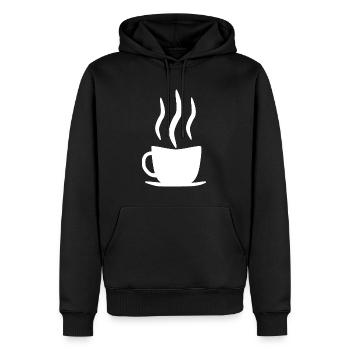 Coffee cup white - Men’s Premium Organic Hoodie - black - Front - Nico (187cm)