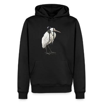 Reiher Vogel - Männer Premium Bio Hoodie - Schwarz - Vorne - Nico (187cm)