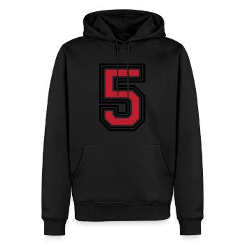 5 number symbol - Men’s Premium Organic Hoodie - black - Front - Nico (187cm)