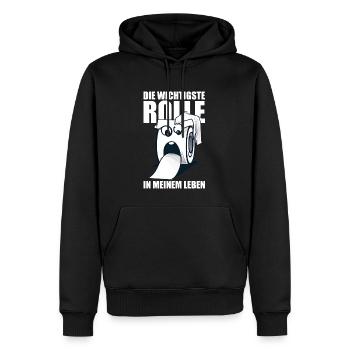 Rolle Klopapier Toilettenpapier Lustige Sprüche WC - Männer Premium Bio Hoodie - Schwarz - Vorne - Nico (187cm)