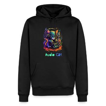 Audio Cat - Männer Premium Bio Hoodie - Schwarz - Vorne - Nico (187cm)