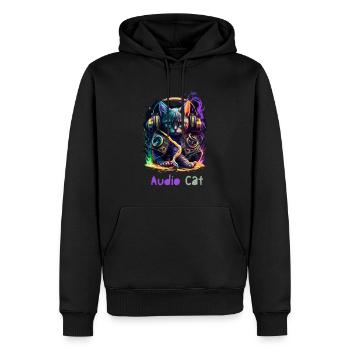 Audio Cat - Männer Premium Bio Hoodie - Schwarz - Vorne - Nico (187cm)