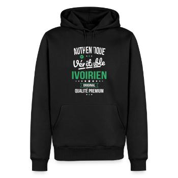 Authentique et véritable Ivoirien - Original - Sweat à capuche Premium bio Homme - noir - Devant - Nico (187cm)
