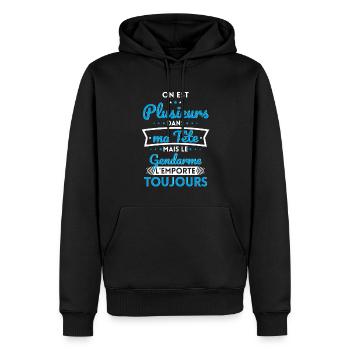 Plusieurs dans tête le Gendarme l'emporte toujours - Sweat à capuche Premium bio Homme - noir - Devant - Nico (187cm)