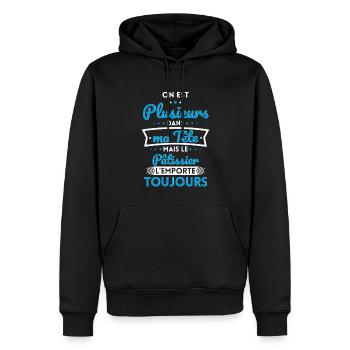 Plusieurs dans tête le Pâtissier l'emporte - Sweat à capuche Premium bio Homme - noir - Devant - Nico (187cm)