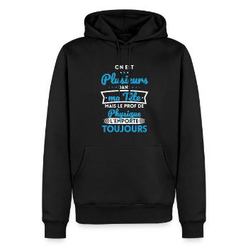Plusieurs dans tête le Prof de Physique l'emporte - Sweat à capuche Premium bio Homme - noir - Devant - Nico (187cm)