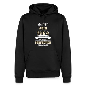 40-jähriges Jubiläum - Jahrgang - Juni 1984 - Männer Premium Bio Hoodie - Schwarz - Vorne - Nico (187cm)