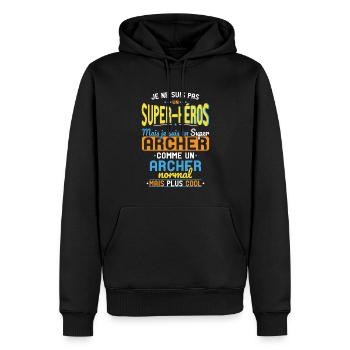 Pas un Super-Héros mais un super Archer - Sweat à capuche Premium bio Homme - noir - Devant - Nico (187cm)