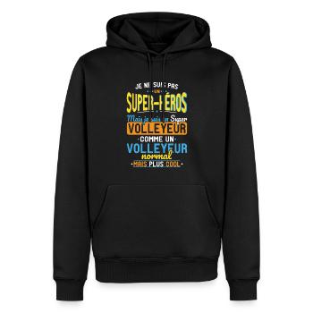 Pas un Super-Héros mais un super Volleyeur - Sweat à capuche Premium bio Homme - noir - Devant - Nico (187cm)