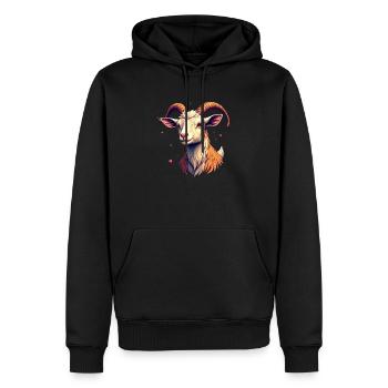 Goat Love - Sweat à capuche Premium bio Homme - noir - Devant - Nico (187cm)