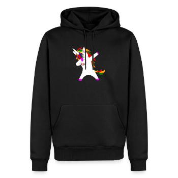 tamponner licorne licorne aux couleurs de l'arc-en-ciel lgbt - Sweat à capuche Premium bio Homme - noir - Devant - Nico (187cm)